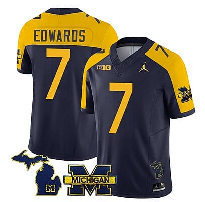 Michigan Wolverines Donovan Edwards Jersey #7 Special College Football 2023 Stitched Navy Alternate