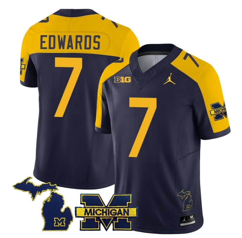 Michigan Wolverines Donovan Edwards Jersey #7 Special College Football 2023 Stitched Navy Alternate