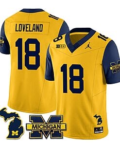 Michigan Wolverines Colston Loveland Jersey #18 Special College Football 2023 Stitched Navy Sleeves