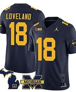 Michigan Wolverines Colston Loveland Jersey #18 Special College Football 2023 Stitched Navy