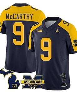 Michigan Wolverines JJ McCarthy Jersey Special #9 College Football 2023 Stitched Navy Alternate