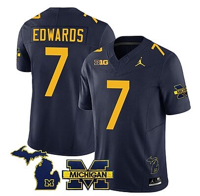 Michigan Wolverines Donovan Edwards Jersey #7 Special College Football 2023 Stitched Navy