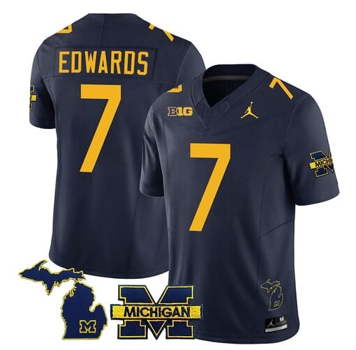 Michigan Wolverines Donovan Edwards Jersey #7 Special College Football 2023 Stitched Navy