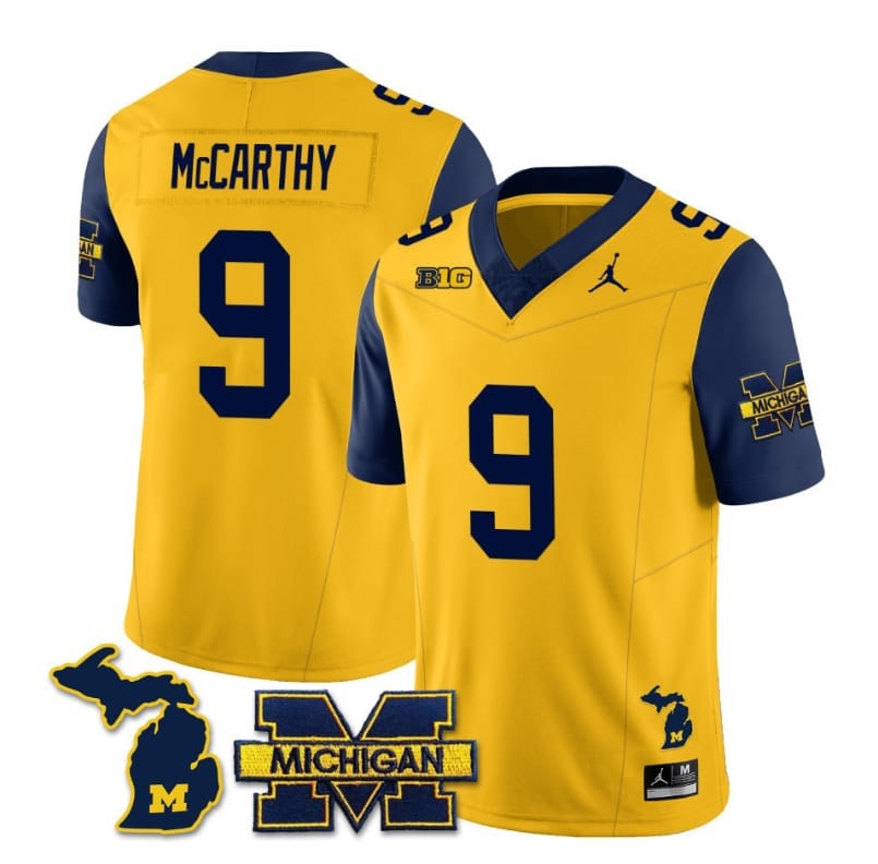 Michigan Wolverines JJ McCarthy Jersey Special #9 College Football 2023 Stitched Navy Sleeves
