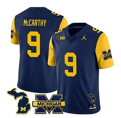 Michigan Wolverines JJ McCarthy Jersey Special #9 College Football 2023 Stitched Maize Sleeves