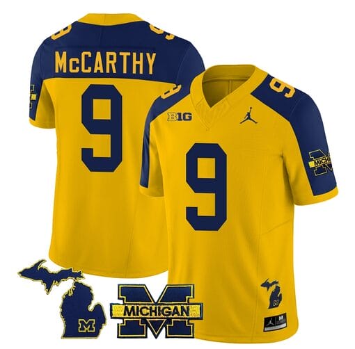 Michigan Wolverines JJ McCarthy Jersey Special #9 College Football 2023 Stitched Maize Alternate