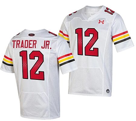 Maryland Terrapins Dante Trader Jr Jersey #12 College Football Game Throwback 2023 White