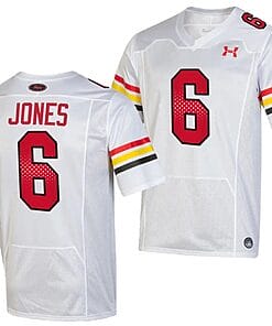Maryland Terrapins Jeshaun Jones Jersey #6 College Football Game Throwback 2023 White