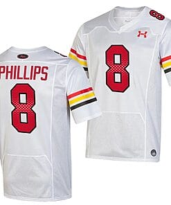 Maryland Terrapins Jordan Phillips Jersey #8 College Football Game Throwback 2023 White