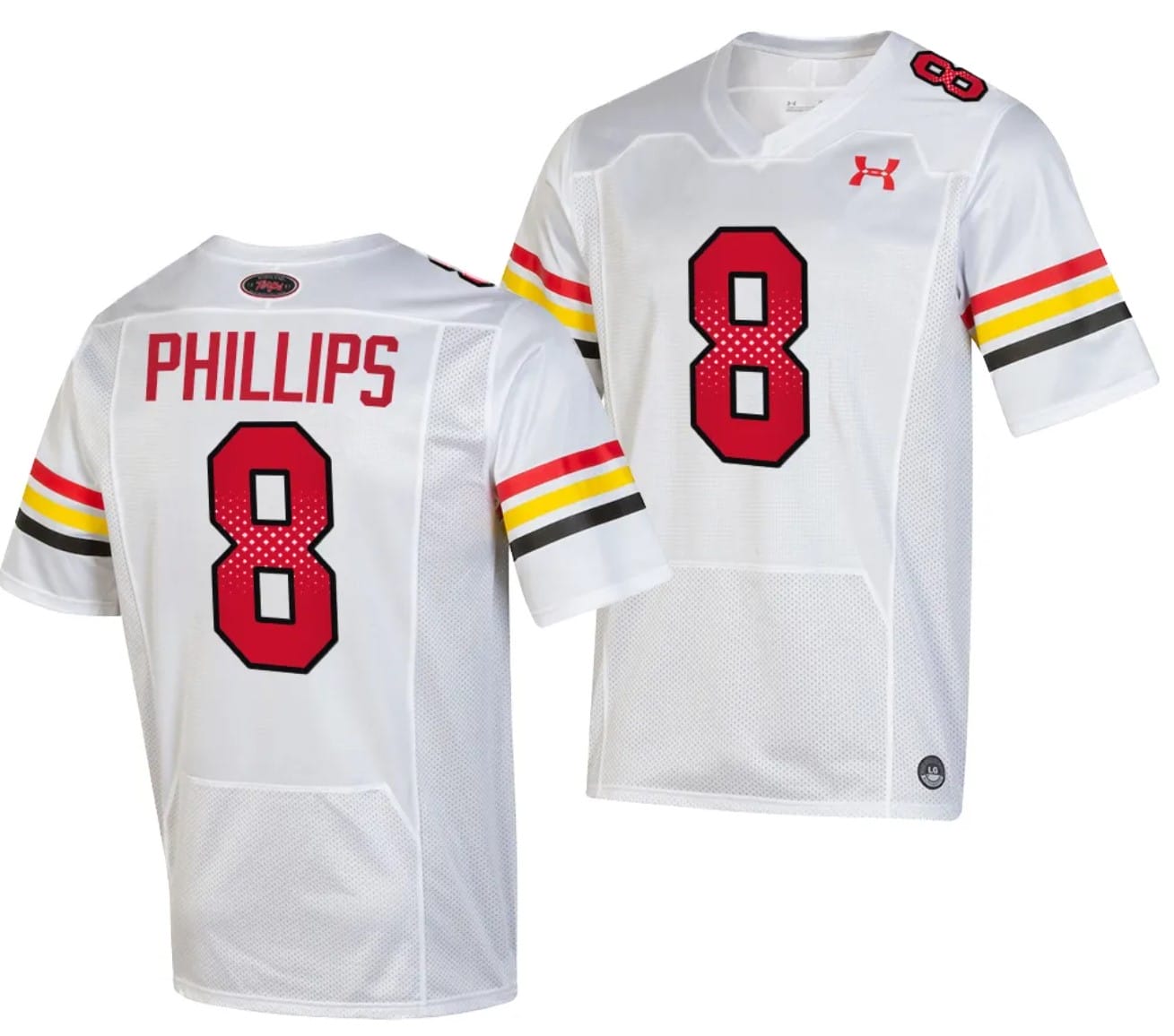 Maryland Terrapins Jordan Phillips Jersey #8 College Football Game Throwback 2023 White