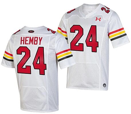 Maryland Terrapins Roman Hemby Jersey #24 College Football Game Throwback 2023 White