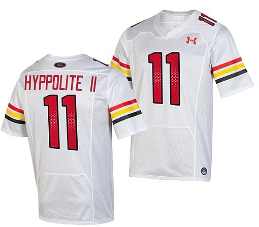 Maryland Terrapins Ruben Hyppolite II Jersey #11 College Football Game Throwback 2023 White