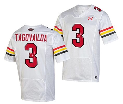 Maryland Terrapins Taulia Tagovailoa Jersey #3 College Football Game Throwback 2023 White