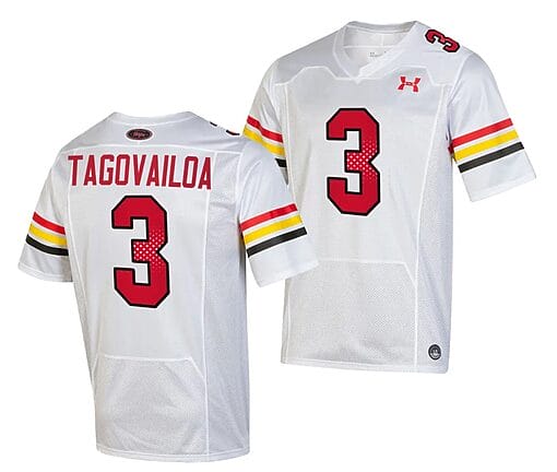 Maryland Terrapins Taulia Tagovailoa Jersey #3 College Football Game Throwback 2023 White