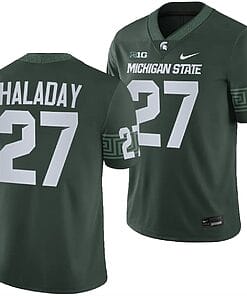 Michigan State Spartans Cal Haladay Jersey #27 College Football Game 2023 Green