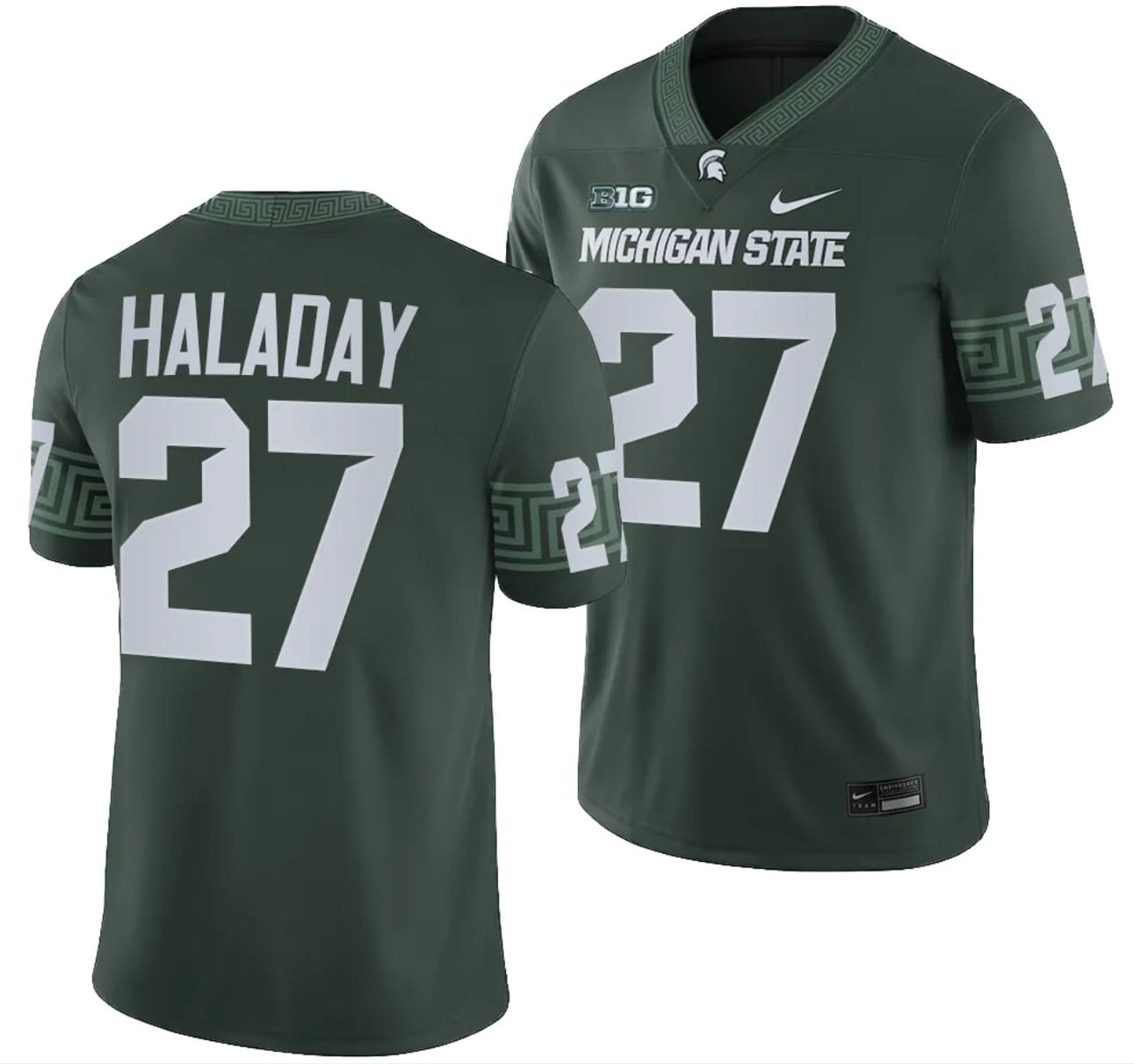 Michigan State Spartans Cal Haladay Jersey #27 College Football Game 2023 Green