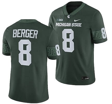 Michigan State Spartans Jalen Berger Jersey #8 College Football Game 2023 Green