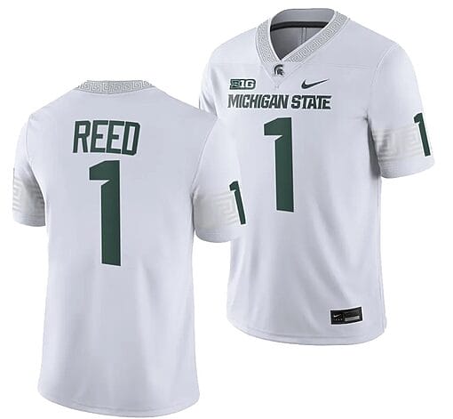 Michigan State Spartans Jayden Reed Jersey #1 College Football Game 2023 White
