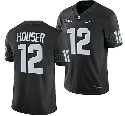 Michigan State Spartans Katin Houser Jersey #12 College Football Game 2023 Black