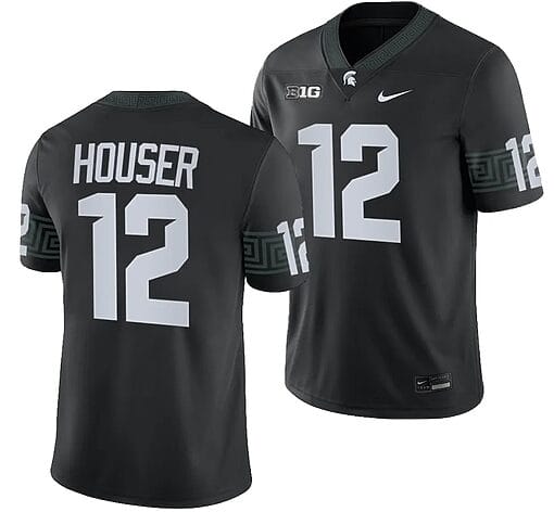Michigan State Spartans Katin Houser Jersey #12 College Football Game 2023 Black
