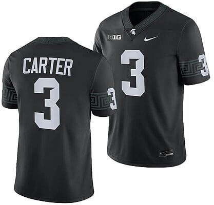 Michigan State Spartans Nathan Carter Jersey #3 College Football Game 2023 Black