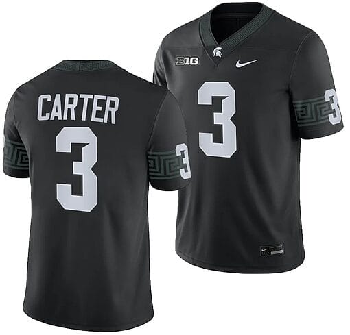 Michigan State Spartans Nathan Carter Jersey #3 College Football Game 2023 Black
