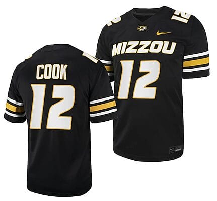 Missouri Tigers #12 Brady Cook Jersey NCAA College Football 2023 Black