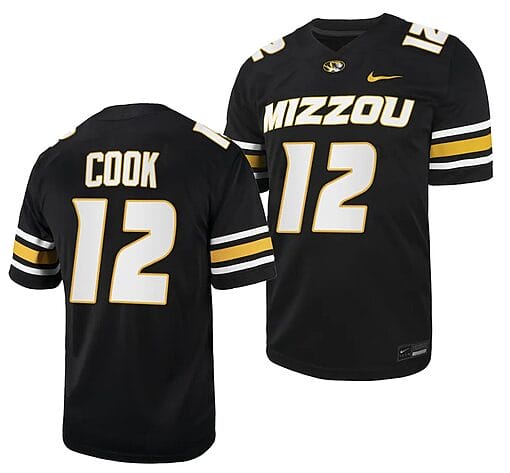 Missouri Tigers #12 Brady Cook Jersey NCAA College Football 2023 Black