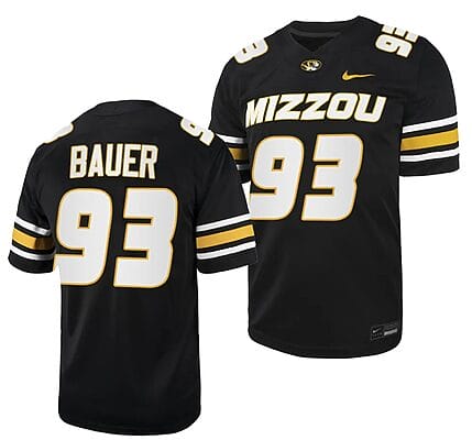 Missouri Tigers #93 Luke Bauer Jersey NCAA College Football 2023 Black