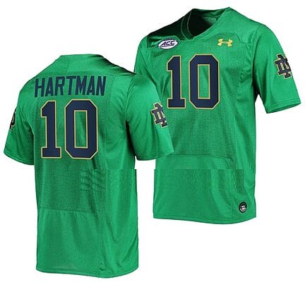 Notre Dame Fighting Irish #10 Sam Hartman Jersey College Football Replica Green