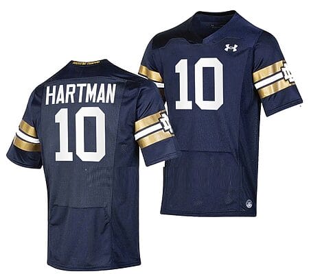 Notre Dame Fighting Irish #10 Sam Hartman Jersey College Football Shamrock Series Navy
