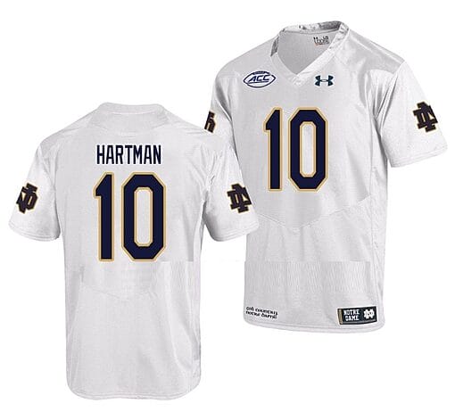 Notre Dame Fighting Irish #10 Sam Hartman Jersey College Football White