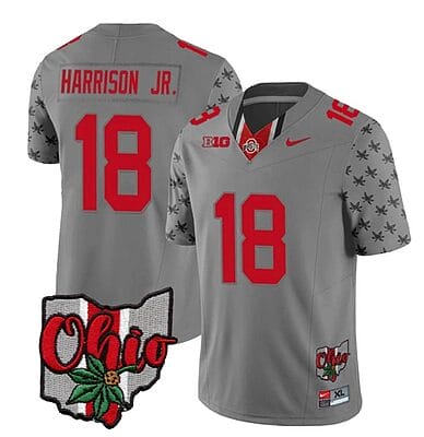 Ohio State Buckeyes Marvin Harrison Jr Jersey #18 College Football Stitched Alternate 2023 Gray