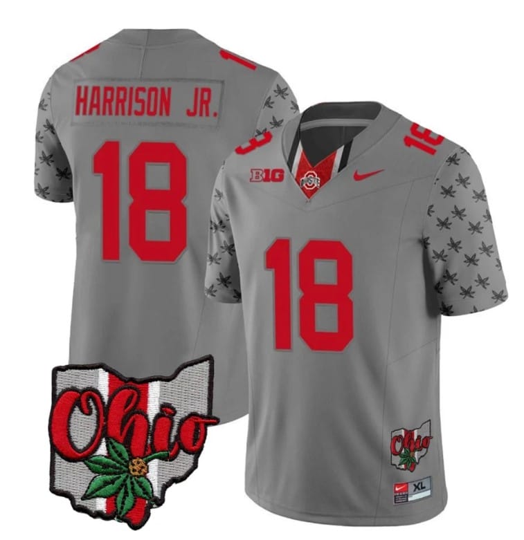 Ohio State Buckeyes Marvin Harrison Jr Jersey #18 College Football Stitched Alternate 2023 Gray