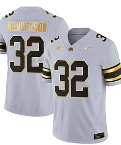 Ohio State Buckeyes TreVeyon Henderson Jersey #32 College Football Stitched Gray Gold