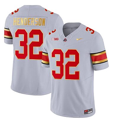Ohio State Buckeyes TreVeyon Henderson Jersey #32 College Football Stitched Gold Trim