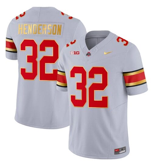 Ohio State Buckeyes TreVeyon Henderson Jersey #32 College Football Stitched Gold Trim