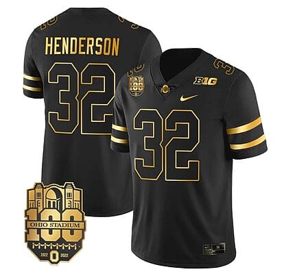 Ohio State Buckeyes TreVeyon Henderson Jersey #32 College Football Stitched Black Gold