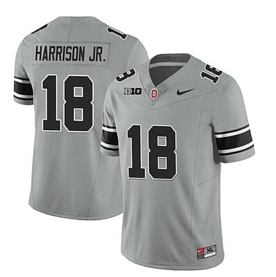 Ohio State Buckeyes Marvin Harrison Jr Jersey #18 College Football Stitched Black Gray