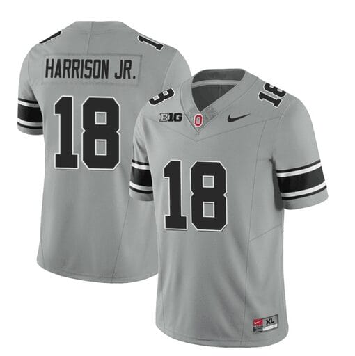 Ohio State Buckeyes Marvin Harrison Jr Jersey #18 College Football Stitched Black Gray