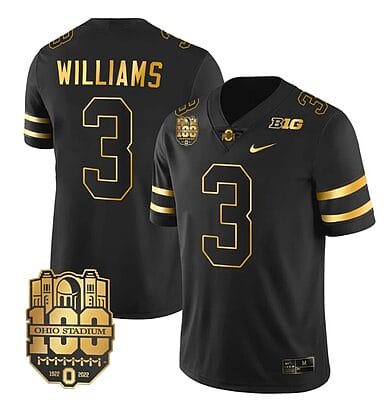 Ohio State Buckeyes Miyan Williams Jersey #3 College Football Stitched Black Gold
