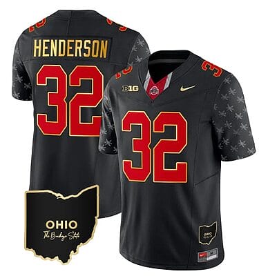 Ohio State Buckeyes Treveyon Henderson Jersey #32 College Football Stitched Alternate Black Gold Trim