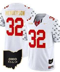 Ohio State Buckeyes Treveyon Henderson Jersey #32 College Football Stitched Alternate White Gold Trim