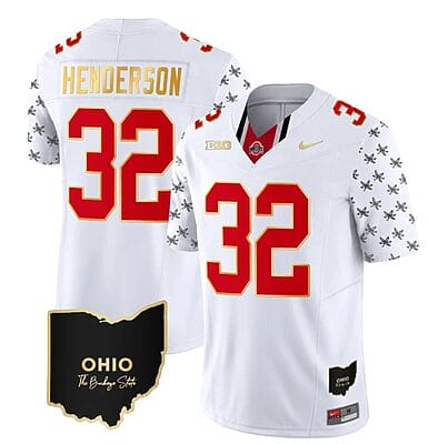 Ohio State Buckeyes Treveyon Henderson Jersey #32 College Football Stitched Alternate White Gold Trim
