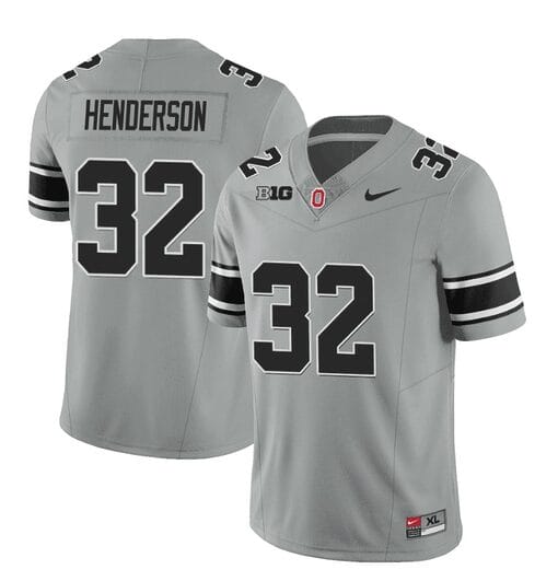 Ohio State Buckeyes Treveyon Henderson Jersey #32 College Football Stitched Black Gray
