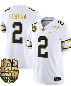 Ohio State Buckeyes Emeka Egbuka Jersey #2 College Football Stitched White Gold