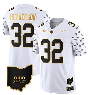 Ohio State Buckeyes Treveyon Henderson Jersey #32 College Football Stitched Alternate White Gold