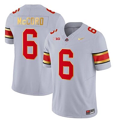 Ohio State Buckeyes Kyle McCord Jersey #6 College Football Stitched Gold Trim