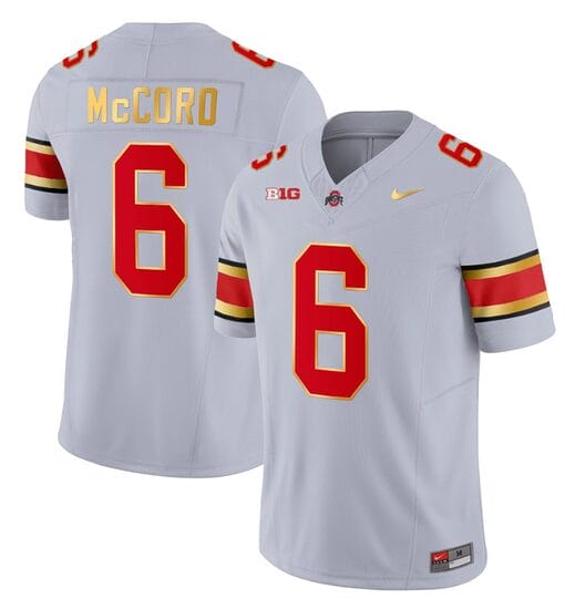 Ohio State Buckeyes Kyle McCord Jersey #6 College Football Stitched Gold Trim