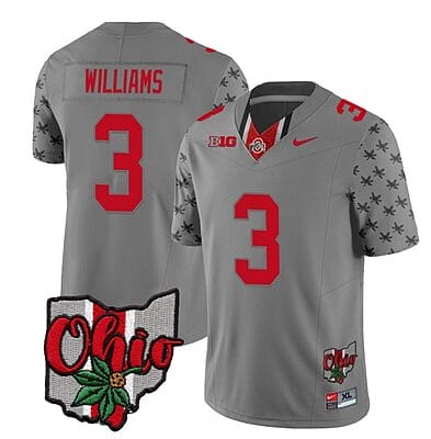 Ohio State Buckeyes Miyan Williams Jersey #3 College Football Stitched Alternate 2023 Gray